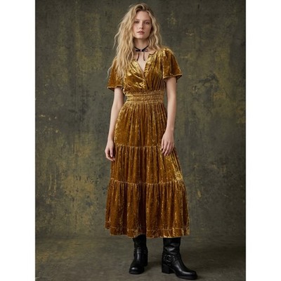 brown velvet dress outfit Avec Les Filles Women's Asymmetric Drape Long Sleeves Maxi Dress - Chocolate Brown main image 1