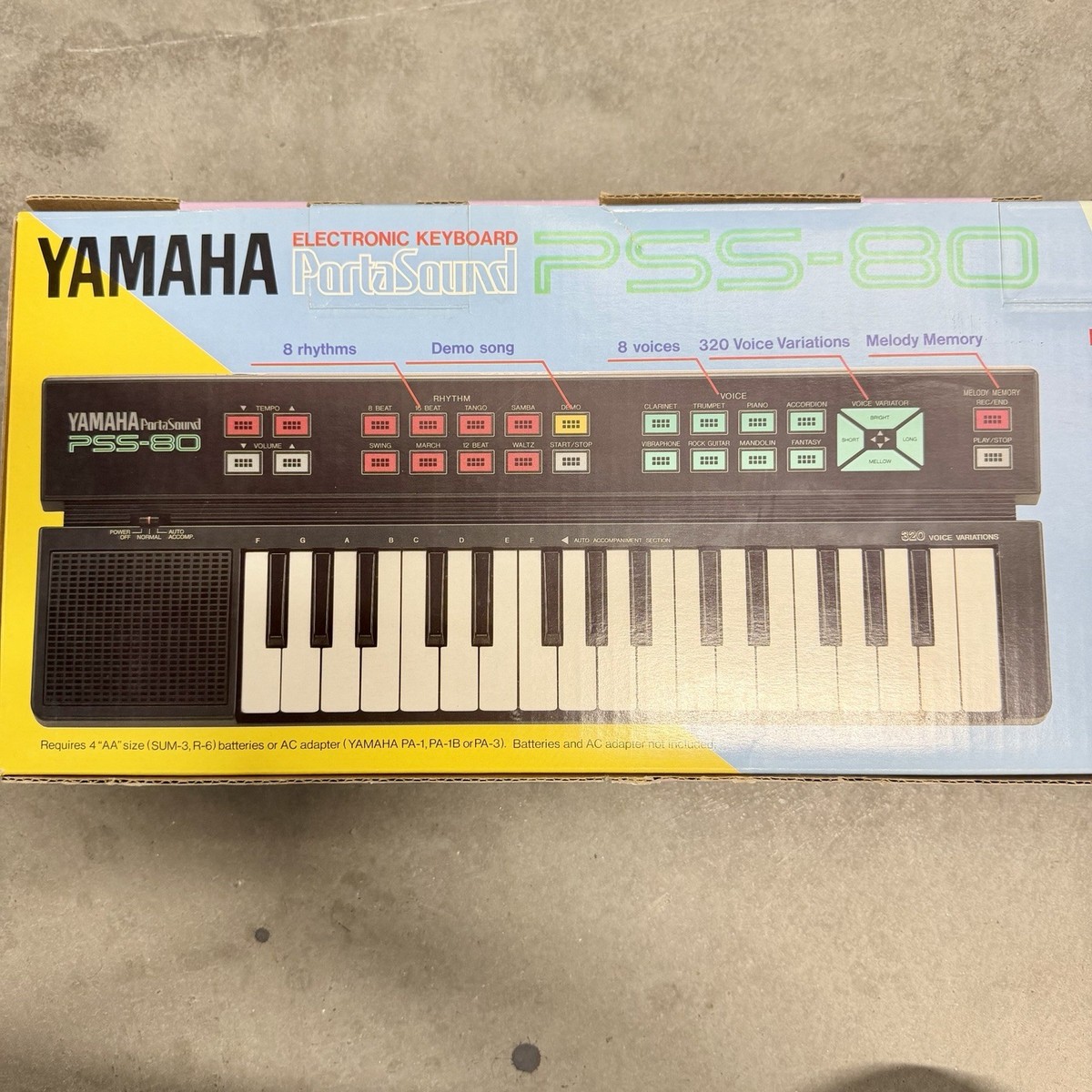 Br1 Yamaha PortaSound Pss-80 32 Mini Key Keyboard Digital