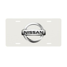 Nissan 12 X 6 Inch Car Ivory White Aluminum Front License Plate Cover