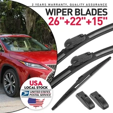 26" 22" 15" Windshield Wiper Blades Kit All Season For Lexus RX450h 2004-2022
