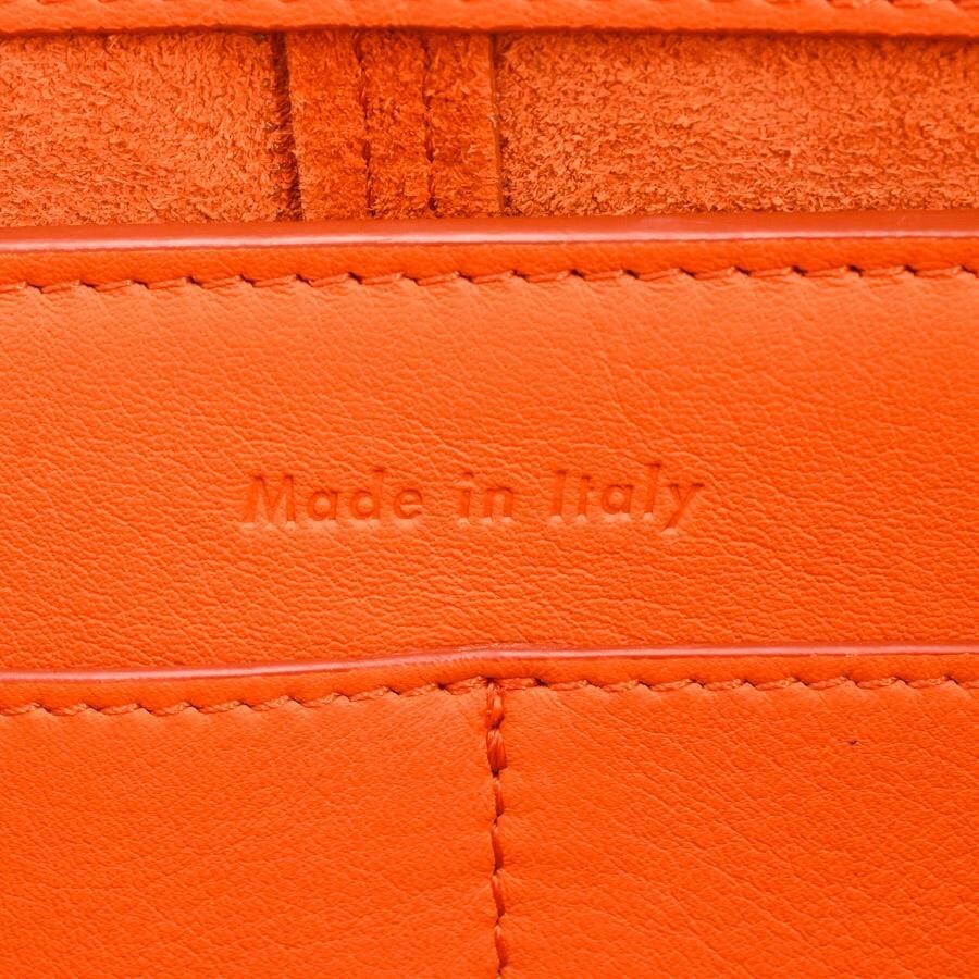 CELINE Tri Fold Shoulder Bag Leather Orange Gold Hardware Chain Strap image 6