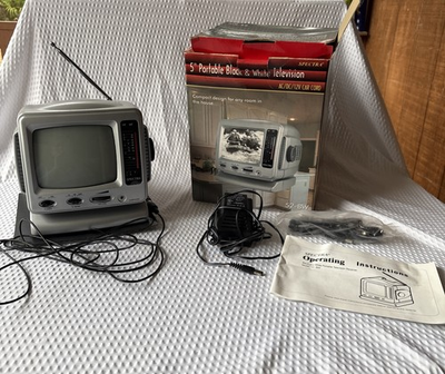 #ad NEW Spectra 5” Portable Black amp; White TV 52 BW 3 Way Power Tested $22.90