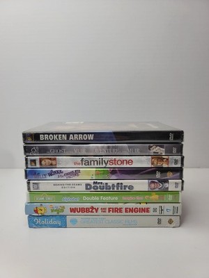 Lot of 8 Sealed DVDs Mrs. Doubtfire, Broken Arrow, Willy Wonka