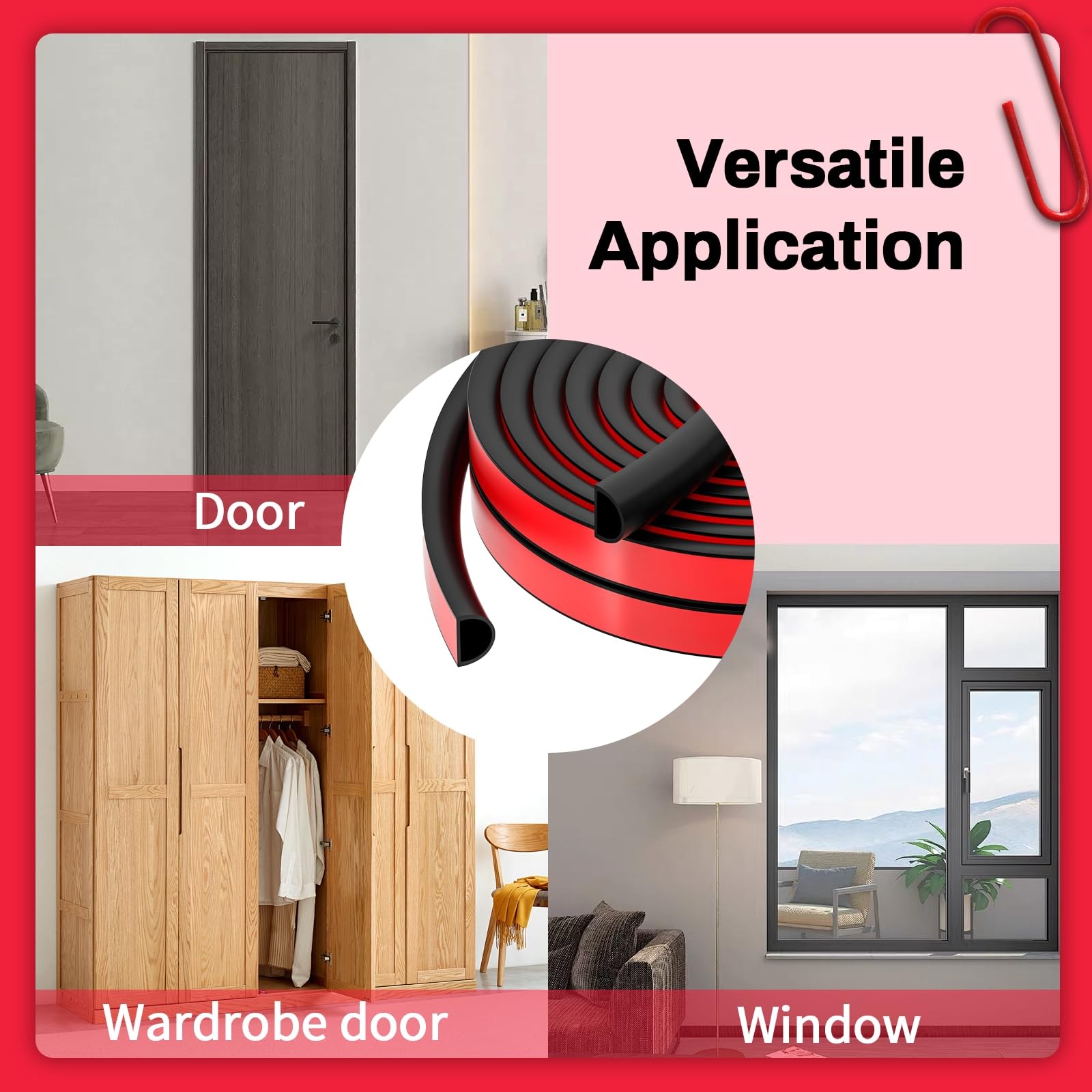 RAINFLOW 20FT Weather Stripping Door Seal - Self Adhesive Door Weather Stripp...