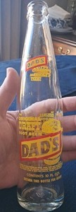 Vintage 1972 Dad's Root Beer 10oz ACL Draft Style Bottle
