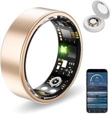 Smart Health Ring for Women Men Fitness Tracker with Heart Rate Gold, Size-8 