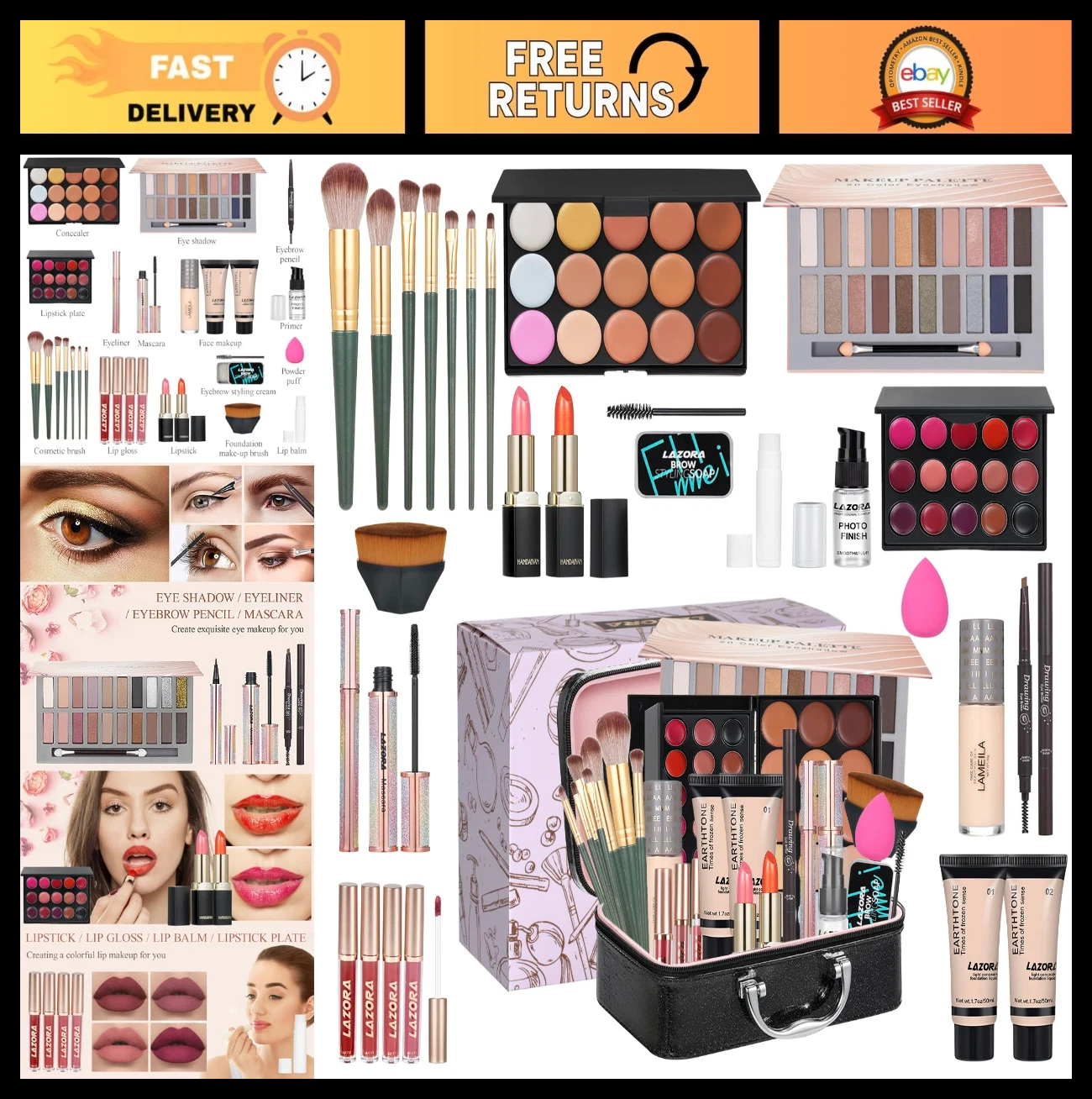 "Complete Makeup Kit for Women - Essential Starter Set, Multipurpose Bundle, Hol