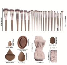 22-Piece Makeup Brush Set & Accessories – Sponges, Puffs, Bowl, Headband & More