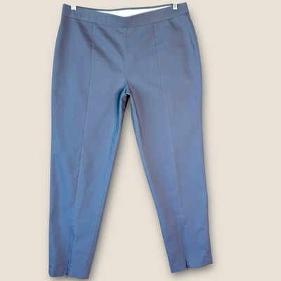 CHAUS Womens Size L Pullon Front Zip Ankle Pants Tapered Elastic Waist Blue Gray