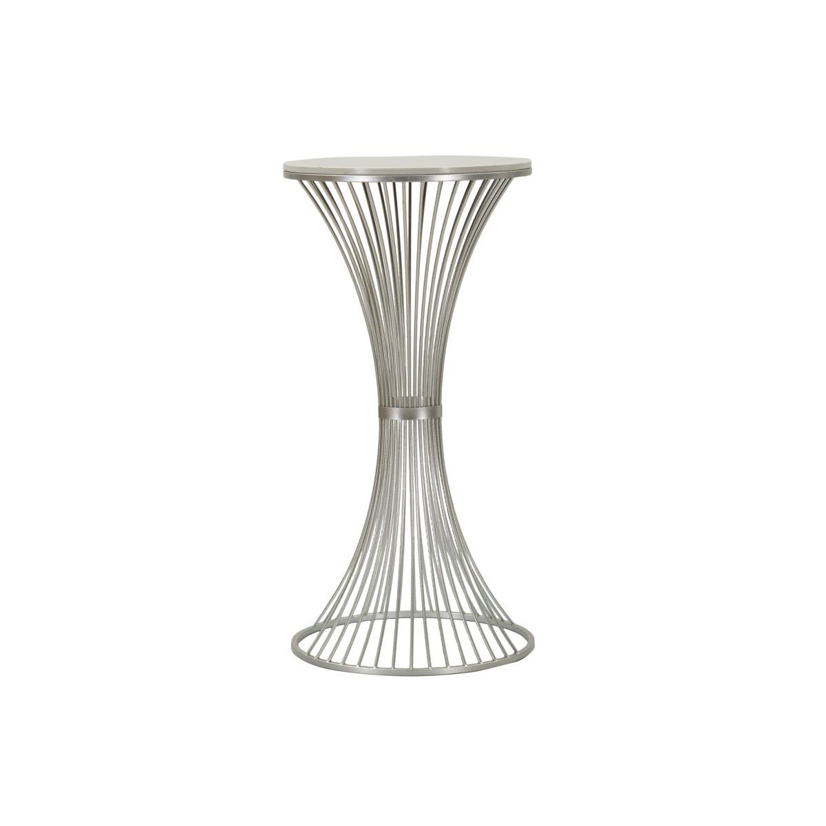 Table d'appoint en marbre Funnel 100cm Argent, meuble de salon rond en pierre naturelle