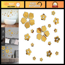 3D Floral Acrylic Mirror Wall Stickers - Self-Adhesive Removable Decor for Home