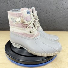 Sperry Duck Boots Gray Saltwater Wool STK162241 G19-61803 Girls Youth Size 1 M
