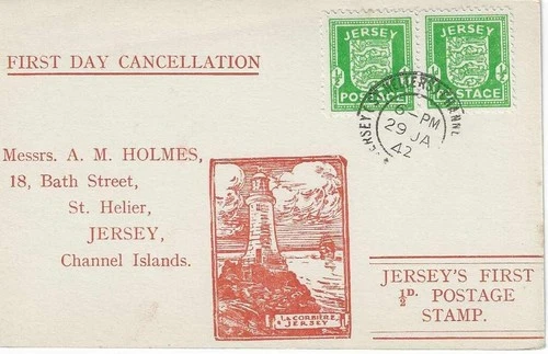Jersey 1942 0.5d Arms On Holmes Illustrated First Day Card Cat £50