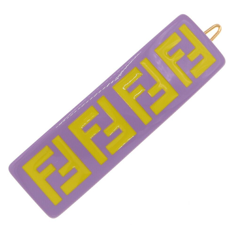 FENDI Kids Hair Clip JFP402 Purple Yellow Acetate Barrette New