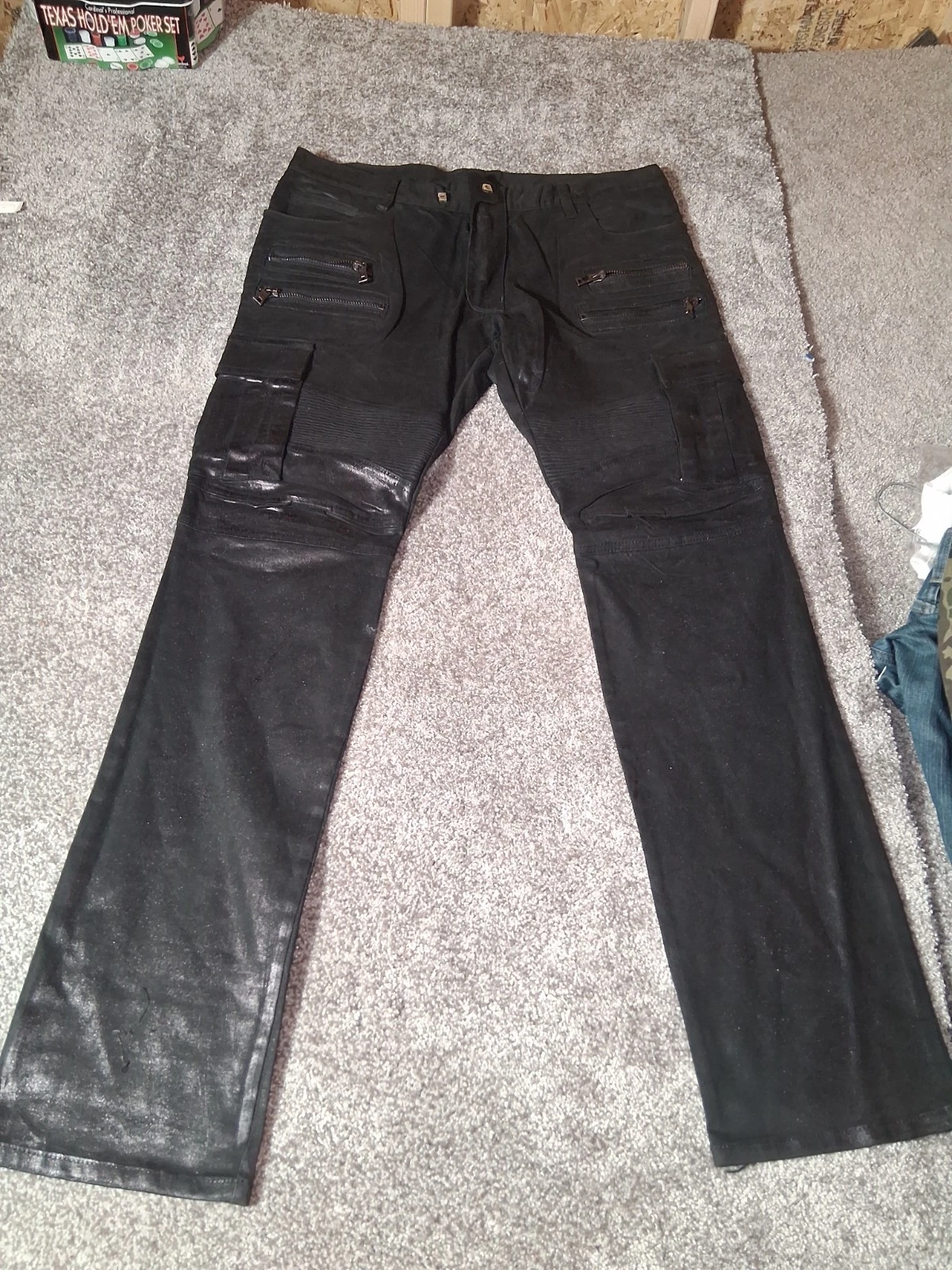 Balmain — RARE MEN Pierre Balmain Coated Biker Denim ORIG $695