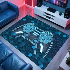 Gamer Rug for Room,5'x7' Gaming Rugs with Non-Slip Backing,Game Room Carpet f...
