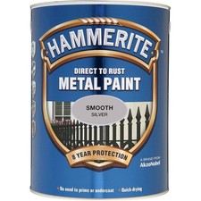 Hammerite Metal Paint Smooth Silver 2.5L Direct to Rust for Gates Railings
