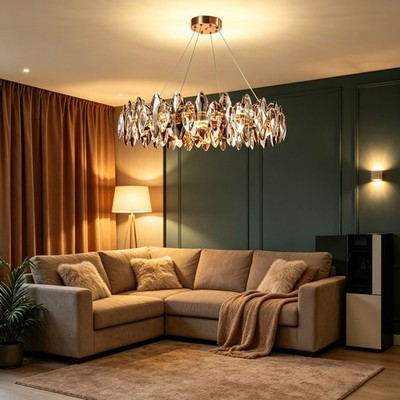 Funkelnder K9 Kristall Lüster Gold 8xE14 Deckenleuchte Für Wohnzimmer Flur