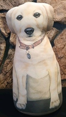The Toy Works Plush Yellow Lab Dog Weighted 16in Mona Lisa Effect Fabric 80s Vtg