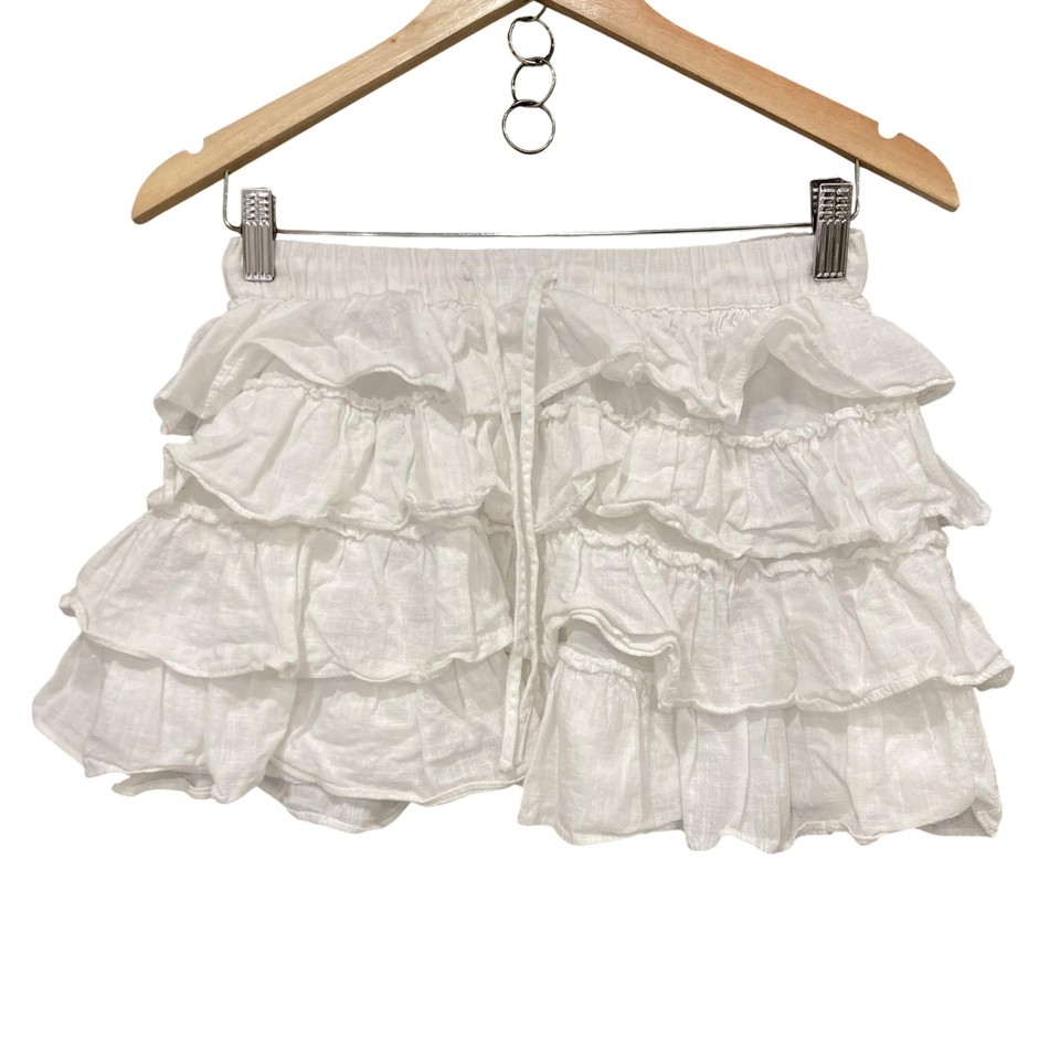 Cotton On Skirt Womens 8 White Ruffle Tiered Mini Elastic Waist Summer Casual