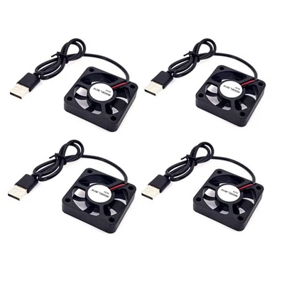 Lot de 4 mini ventilateurs USB 50 x 50 x 10 mm DC 5 V 50 mm 4200 tr/min 0,08 - Photo 1/4