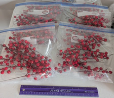 Artificial Red Berry Picks 35pc Wired Stems for Wreaths  Holiday Decor