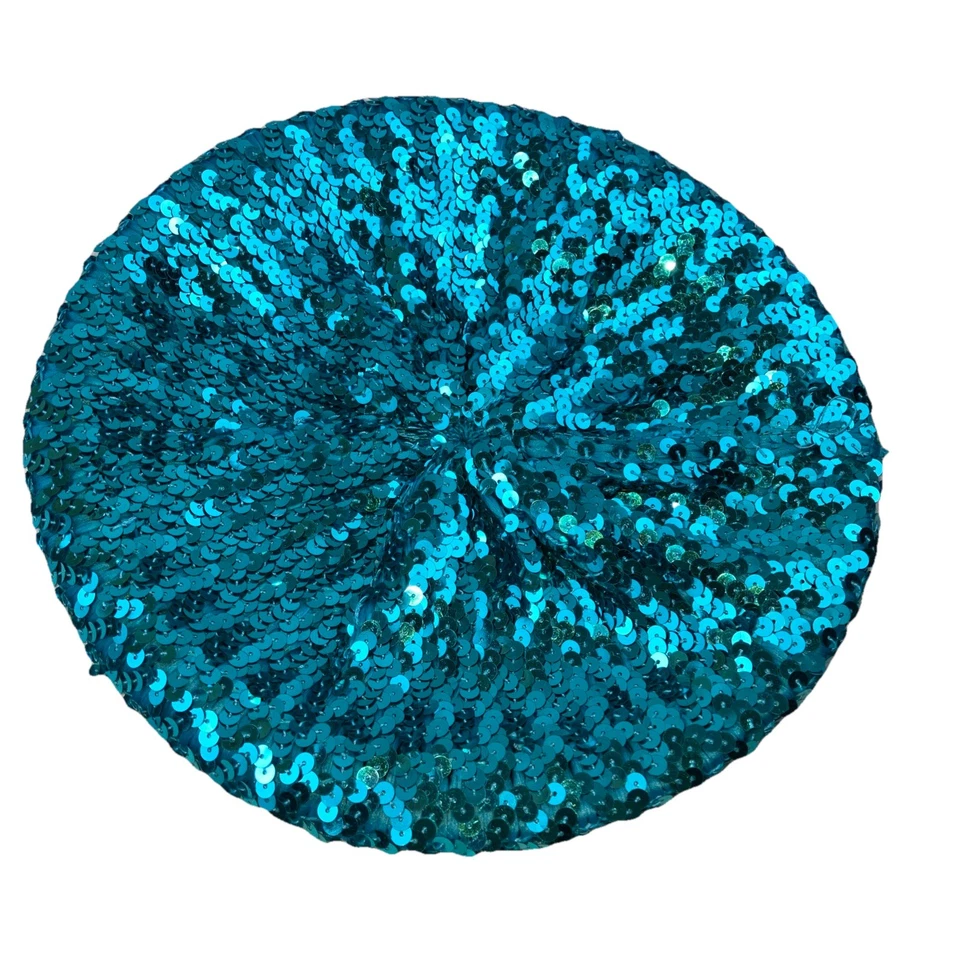 Boina de lentejuelas completa verde azulado años 70 discoteca patinaje sobre ruedas vintage años 70 Foto 3 de 4