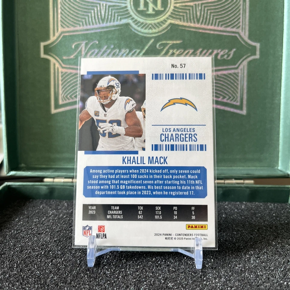 Boleto de línea de gol Contenders Khalil Mack 2024 FOTL dorado/5 cargadores de Los Ángeles Foto 2 de 2