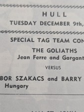 RARE 1969 Andre The Giant "Jean Ferre" Wrestling Program Hull UK Mat Review