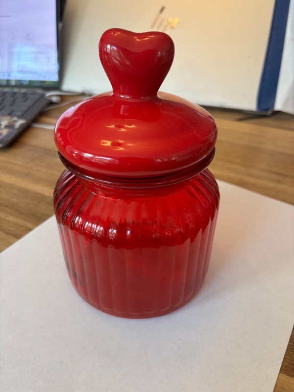 Valentine's Day Glass Cookie Candy Jar with Heart Lids 22 oz Cute Glass...