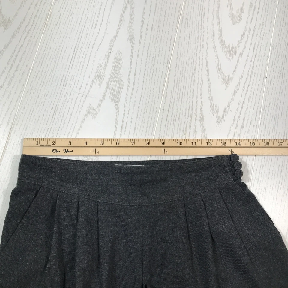 Pantalones plisados de tiro alto vintage años 80 para mujer 11 Jr Habits gris botón lateral Mallcore Foto 3 de 4