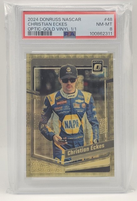 PSA 8 2024 Panini Racing Christian Eckes Donruss Optic Gold Vinyl 1/1