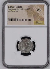 NGC AU Denarius Severus Alexander AD222-235 NGC Ancients Certified Roman T11