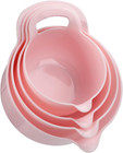BoxedHome 4 Pack Nesting Mixing Bowl with Pour Spout and Handle, BPA Pink
