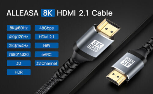 8K HDMI Cable 2.1 Durable Wire Lead 120 FPS 4K@60HZ VRR Dynamic HDR eARC 48Gbps@ - Picture 3 of 17