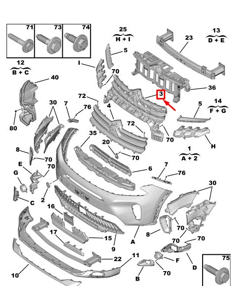 CITRO N C5 AIRCROSS Radiator Grille Bracket 9843019480 New Genuine 