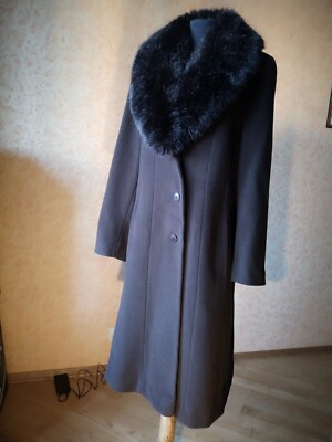 ERICH FEND Wool & Cashmere Women's Coat Midi Brown Single Breasted