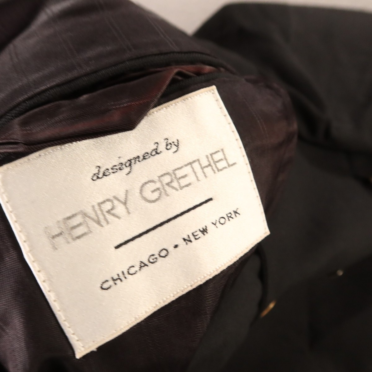 Henry Grethel Jacket M Black Wool Hopsack Metal Buttons Made in 