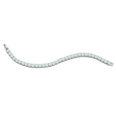 925 Sterling Silver 12.54Ct Round Cut Natural Australian Opal Women's Bracelet