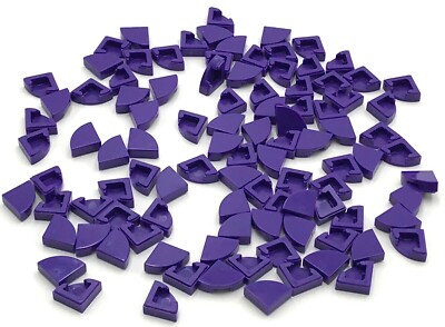 Lego 100 New Dark Purple Tiles Round 1 x 1 Quarter Flat Smooth Pieces