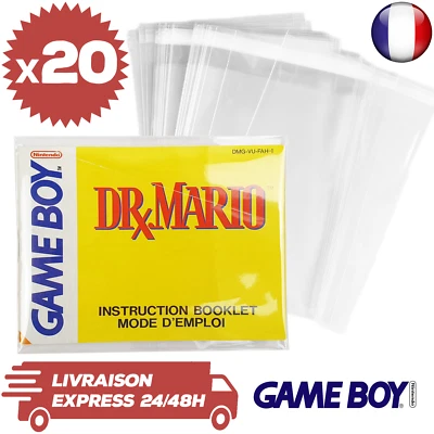 20 Protections Sachet Pochette Refermable Notice Jeux Game Boy Classic Neufs - Photo 1/3