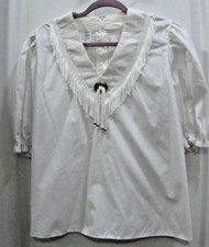 209 Square Dance Cowgirl Blouse White with Fringe Large