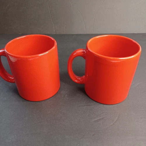 Waechtersbach  W Germany Mug Set of 2 Cherry Red Mottled Accents Coffee Cups VTG