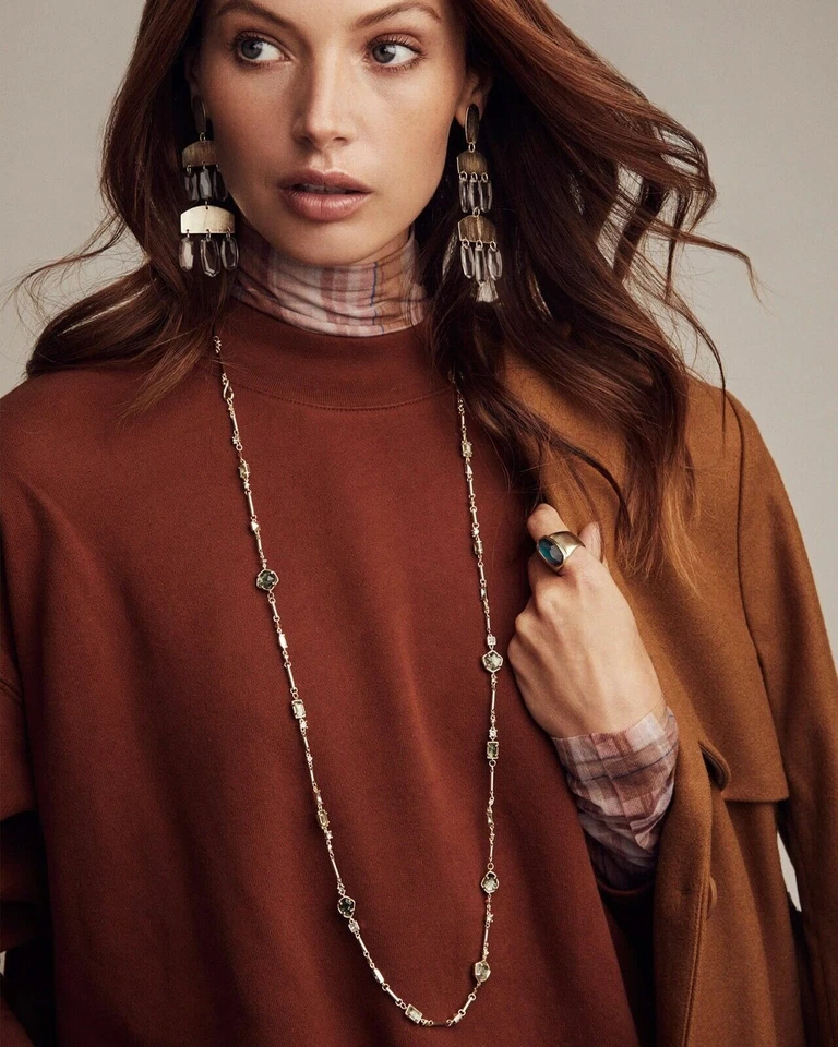 NUEVO CON ETIQUETAS $150 KENDRA SCOTT Araña Emmett Gota Amazonita Pendientes Plateados Foto 3 de 3