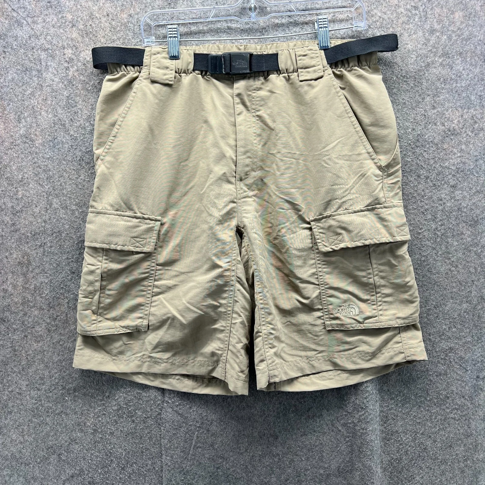 The North Face Cargo Shorts Mens Medium Khaki Belted Tan Beige Outdoors AU2D
