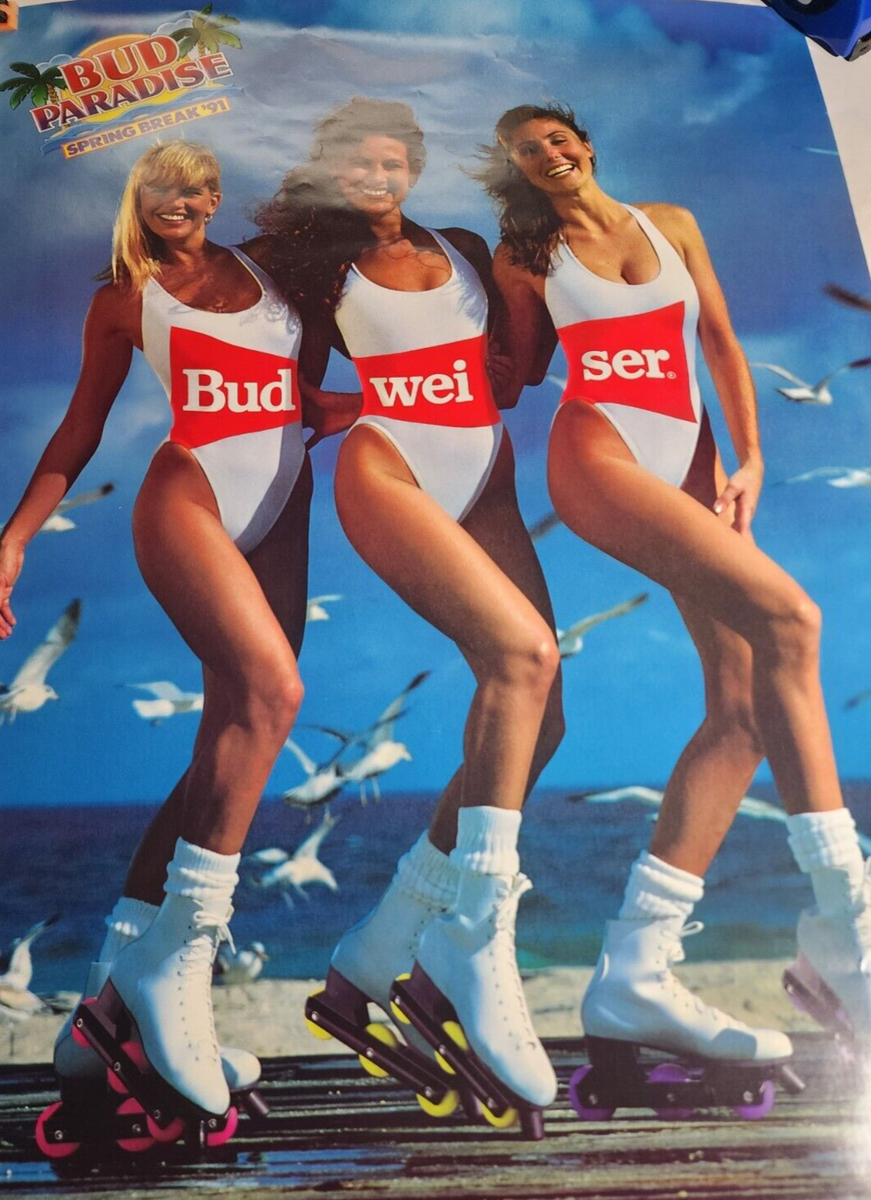 1991 Budweiser Bud Light Dry Paradise Spring Break Beer Poster - 3