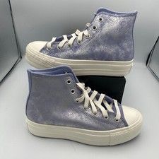 Converse Chuck Taylor All Star Lift Platform Suede Shimmer Shoes Women 8 Lilac