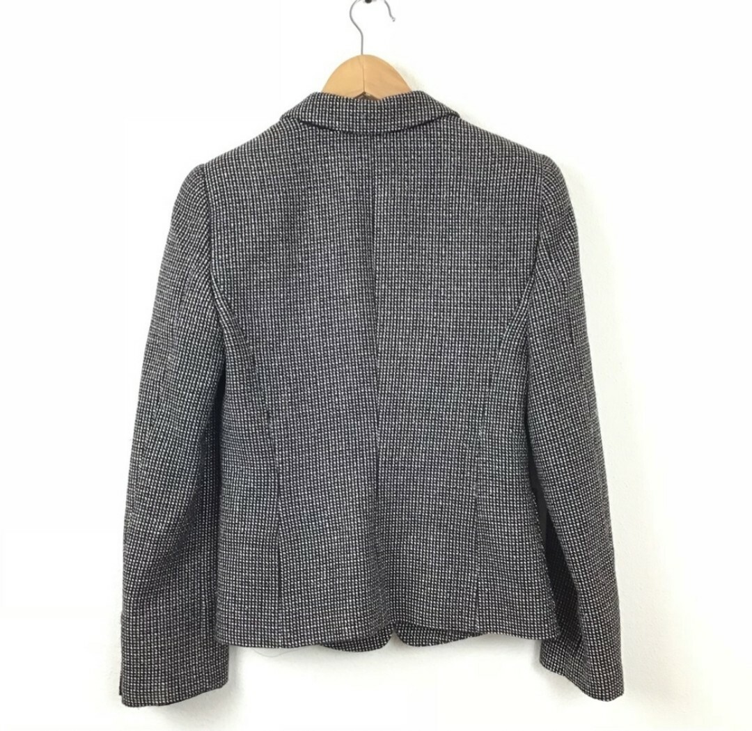 Giorgio Armani Jacket 40 Gray Black Gold Metallic Wool Blazer Women’s Career $3K image 6