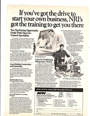 1989 Print Ad NRI Schools Building Construction & Remodeling Computer Electronic