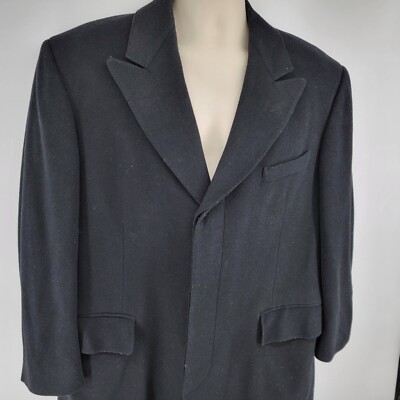 Neiman Marcus Overcoat 100% Wool Long Town Coat Mens 40R Black | eBay